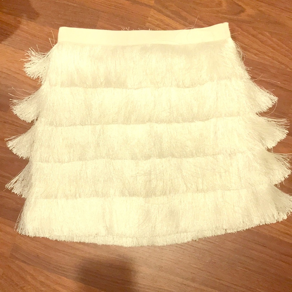 Club Monaco white fringe skirt, NWT